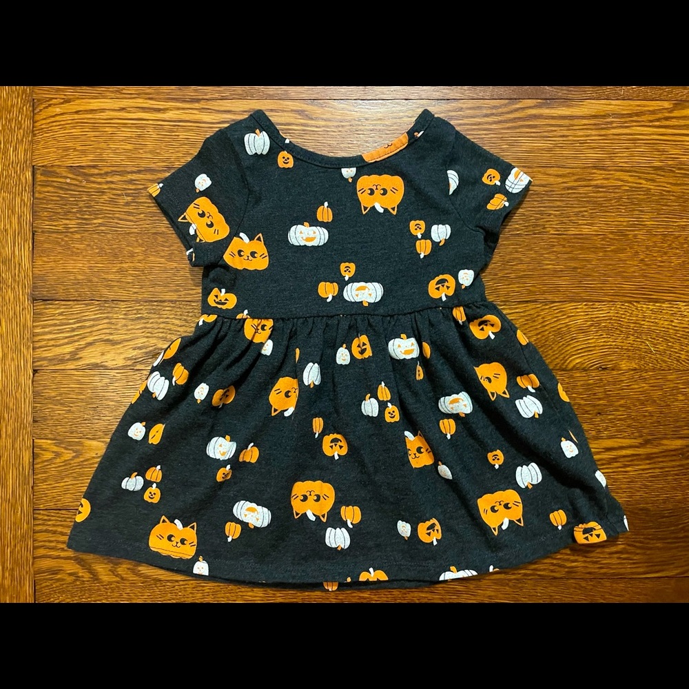 Cat & Jack Gray Halloween Cat and Pumpkin Dress Size 18 Months